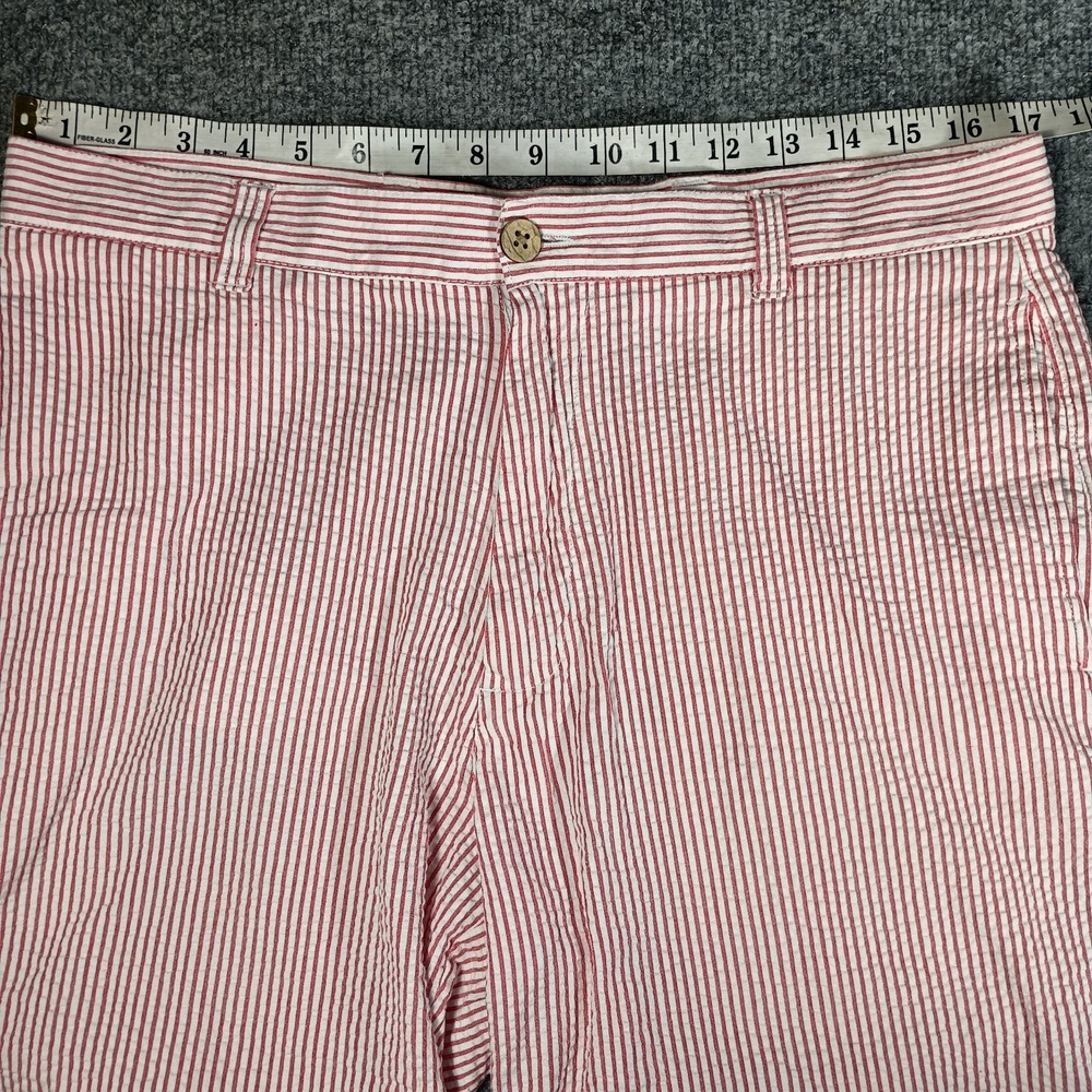 Lynx Seersucker Shorts Men 34 Red White Striped Summer Lightweight Cotton - Picture 4 of 9